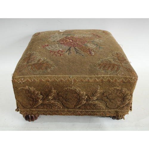 191 - A William IV rosewood and needlework foot stool