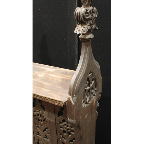 204 - Architectural Salvage - an ecclesiastical Gothic Revival oak lecturn/pulpit, shaped end supports cre... 