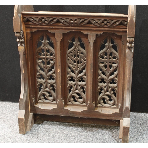 204 - Architectural Salvage - an ecclesiastical Gothic Revival oak lecturn/pulpit, shaped end supports cre... 