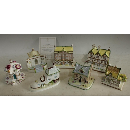 215 - A Coalport model, Mulberry Hall, 14cm, printed mark in blue; others, The Mansion House York; The Cas... 