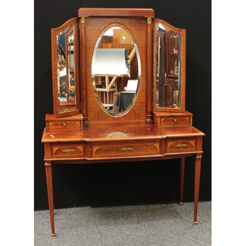 251 - An Empire style dressing table, substantial triptych mirror arrangement above a slightly break-centr... 