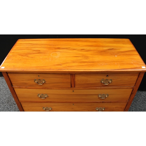 252 - An early 20th century low chest, of two short over two long drawers, plinth base, 75.5cm high, 106.5... 