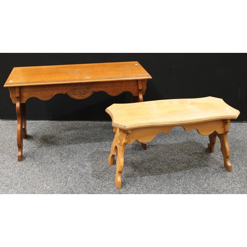 258 - A Gothic design oak pier/centre table, 106.5cm wide; another, similar (2)