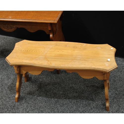 258 - A Gothic design oak pier/centre table, 106.5cm wide; another, similar (2)