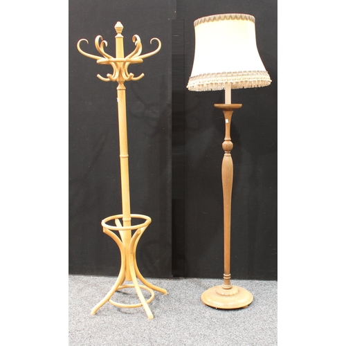 278 - A Thonet style bentwood coat/hat stand; a standard lamp (2)