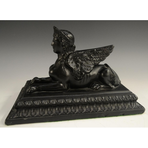 3002 - A 19th century black pressed glass model, by John Derbyshire, of the Theban Sphinx, after the Grand ... 