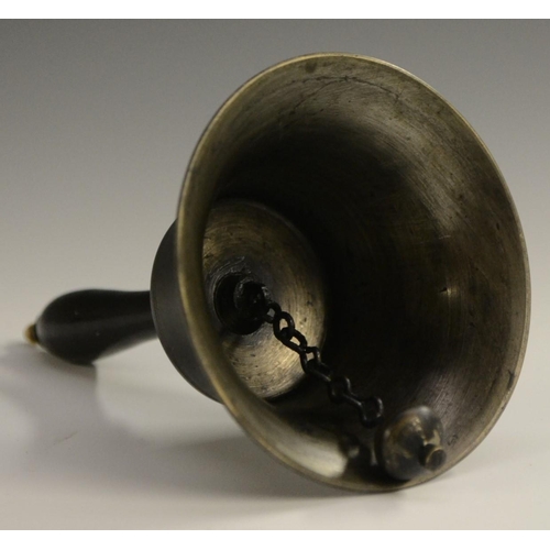 3011 - A 19th century desk or table bell, turned ebonised handle with bone finial, 14cm long