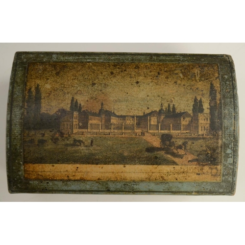 3013 - A 19th century French domed rectangular box, transfer printed with a named view of Chateau De Pierre... 