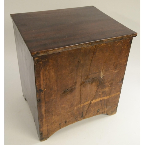 3037 - A 19th century rosewood miniature chest of collectors drawers, oversailing top above two short and t... 