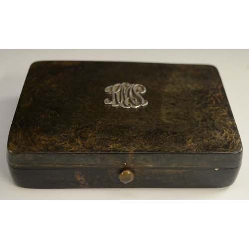 3038 - A 19th century rounded rectangular tortoiseshell box, hinged cover, 13cm wide