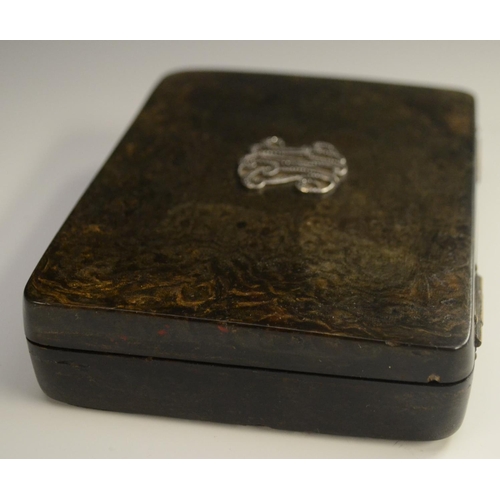 3038 - A 19th century rounded rectangular tortoiseshell box, hinged cover, 13cm wide