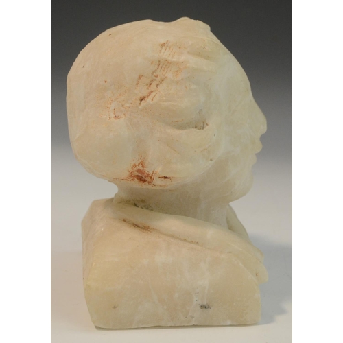 3080 - A Continental alabaster carving, of a female head, 12.5cm high, 19th century