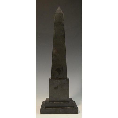 3084 - A Derbyshire Ashford marble obelisk thermometer, inlaid in specimen stones with a flower, stepped re... 