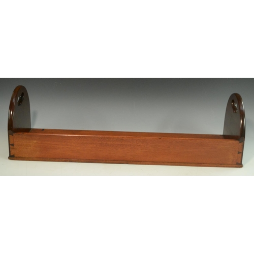 3113 - A large Victorian mahogany country house book carrier, three-quarter gallery, arched end supports wi... 