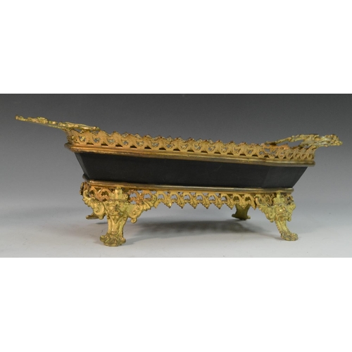 3115 - A Louis XVI Revival Neoclassical gilt-metal mounted porcelain inkwell, applied with swags of flowers... 