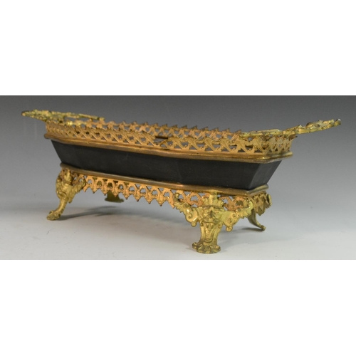 3115 - A Louis XVI Revival Neoclassical gilt-metal mounted porcelain inkwell, applied with swags of flowers... 