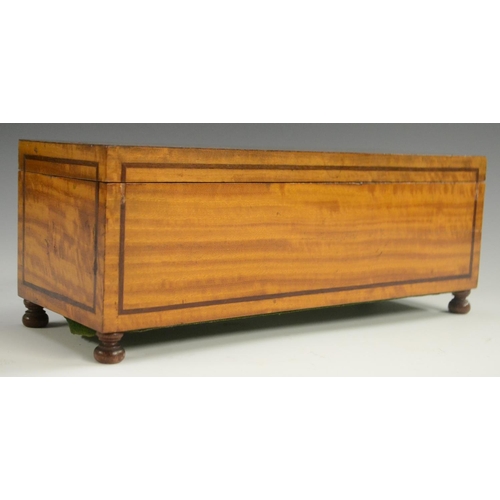 3144 - A Sheraton Revival crossbanded satinwood rectangular box and cover, outlined throughout with boxwood... 