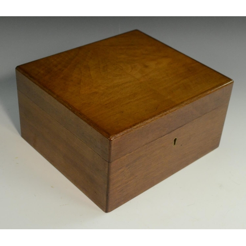 3160 - A walnut cigar humidor, by Dunhill, London, hinged quarter veneered cover, containing a part box of ... 