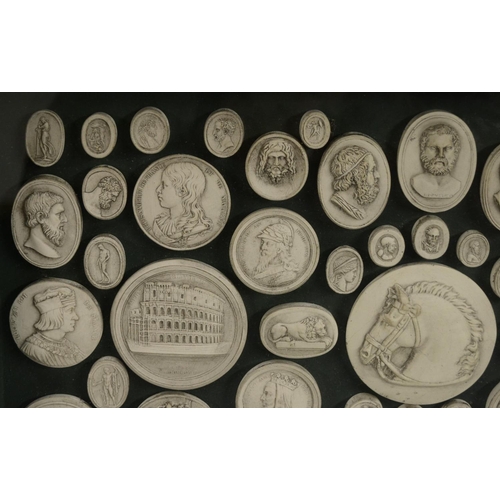 3172 - An arrangemrent of Grand Tour style plaster intaglio impressions, various Classical and Medieval sub... 