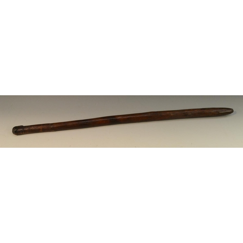 3805 - Tribal Art - an Australian Aboriginal nulla nulla or waddy club, carved with ridges and a textured g... 