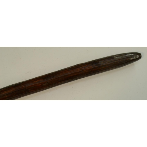 3805 - Tribal Art - an Australian Aboriginal nulla nulla or waddy club, carved with ridges and a textured g... 