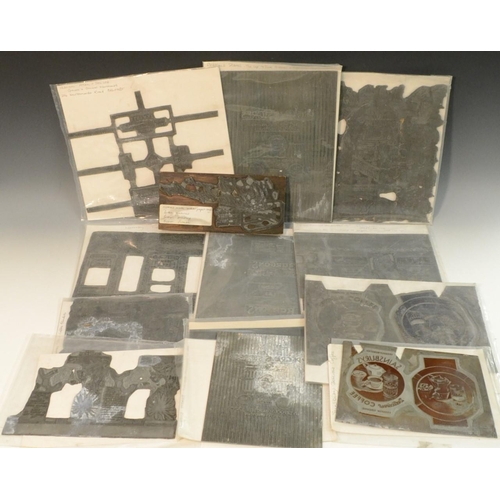 3163 - Advertising - a collection of 20th century lead printing plates and/or blocks, including Burgow Tea,... 