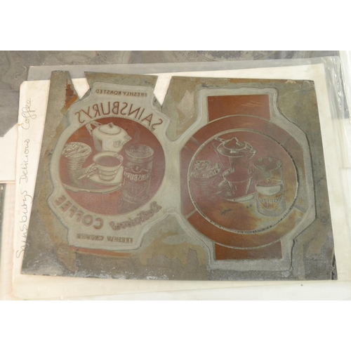 3163 - Advertising - a collection of 20th century lead printing plates and/or blocks, including Burgow Tea,... 