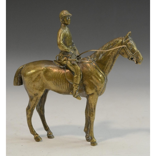 3176 - An Austrian gilt bronze, of a huntsman on a horse, 13cm high, marked SCH, c.1900