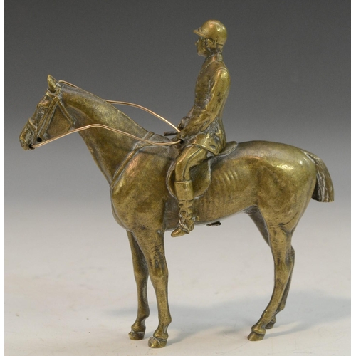 3176 - An Austrian gilt bronze, of a huntsman on a horse, 13cm high, marked SCH, c.1900