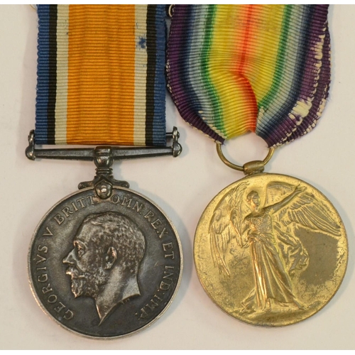 3879 - Medals, World War I, a pair, British War and Victory, named to M-337654 Pte Ernest W Farmer, Army Se... 