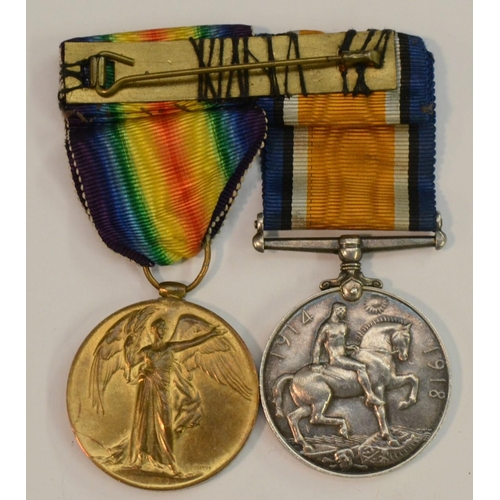 3880 - Medals, World War I, a pair, British War and Victory, named to S4-129704 Gnr S Lyons, Royal Artiller... 