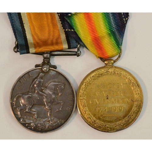 3881 - Medals, World War I, a pair, British War and Victory, named to S4-173650 Cpl.C R Rugg, Army Service ... 