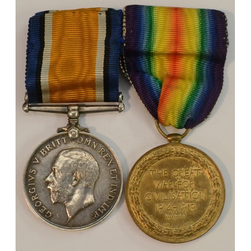 3880 - Medals, World War I, a pair, British War and Victory, named to S4-129704 Gnr S Lyons, Royal Artiller... 