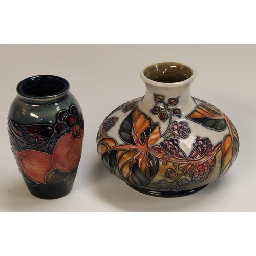 277 - A contemporary Moorcroft Blackberry and Leaves pattern compressed ovoid vase, 11cm, impressed marks;... 