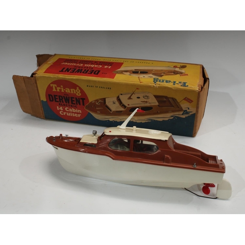 473 - A vintage Triang Line Brothers Boats electric 414S 14 inch The Derwent Cabin Cruiser, two tone brown... 