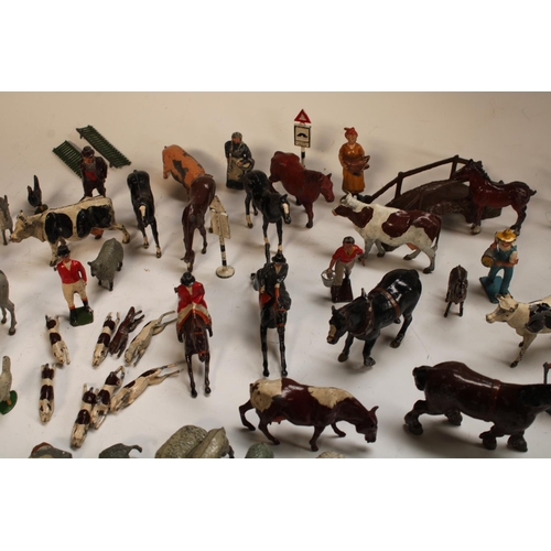 483 - Britains Toys - a cold painted lead farmyard collection, inc two cottages, assorted Cows, Horse, Pig... 