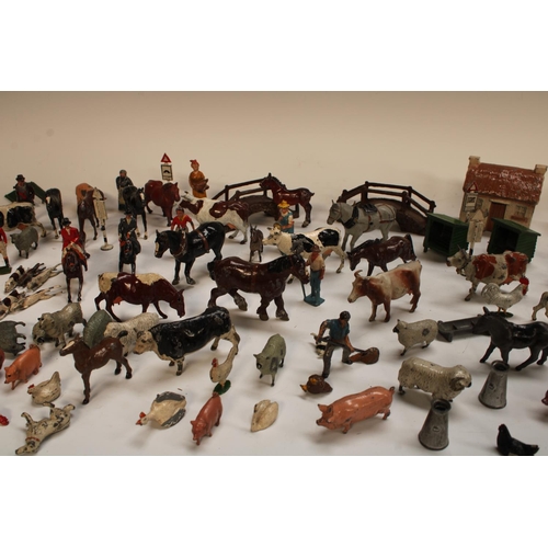 483 - Britains Toys - a cold painted lead farmyard collection, inc two cottages, assorted Cows, Horse, Pig... 