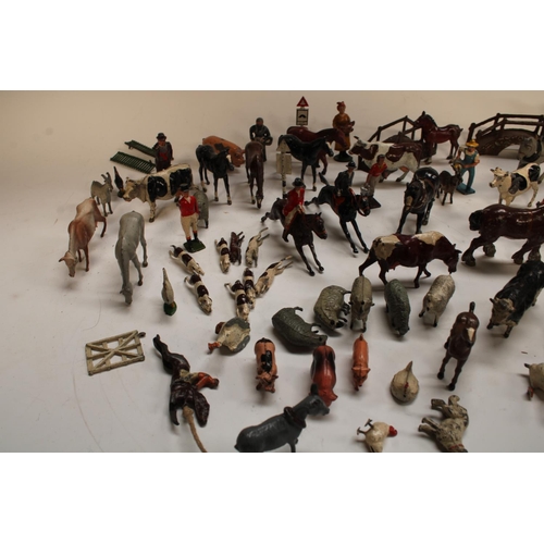 483 - Britains Toys - a cold painted lead farmyard collection, inc two cottages, assorted Cows, Horse, Pig... 