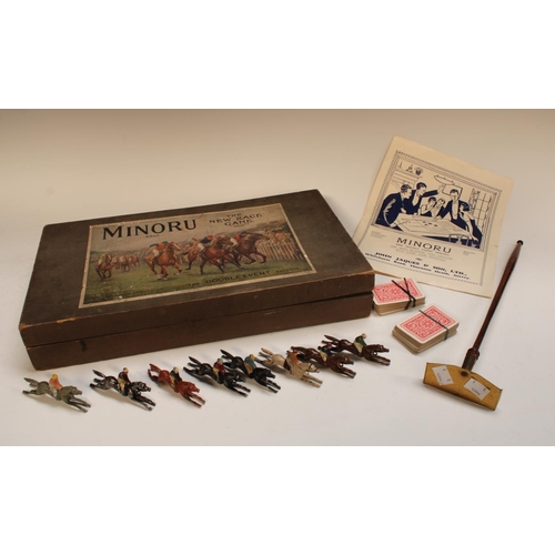 484 - A Minoru horse racing game, The Double Event, by John Jacques & Son London, including eight cold pai... 