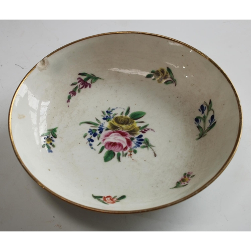 5054 - A Newhall tea bowl and saucer, decorated in famille rose, with stylised flower sprigs, c.1800;  othe... 