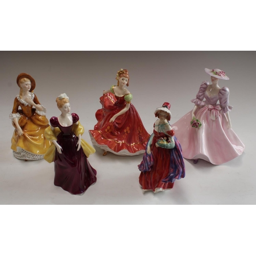 5062 - A Royal Doulton figure, Lady April HN1988, printed and painted marks; others, Loretta HN2337; Sandra... 