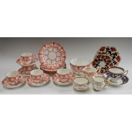 5071 - A Royal Crown Derby part tea service, burnt orange swags, pendants and borders, gilt edged, late 19t... 