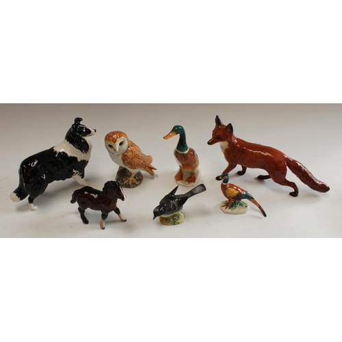 5128 - Beswick - various models, sheep dog, fox, barn owl, duck, pheasant, foal, etc