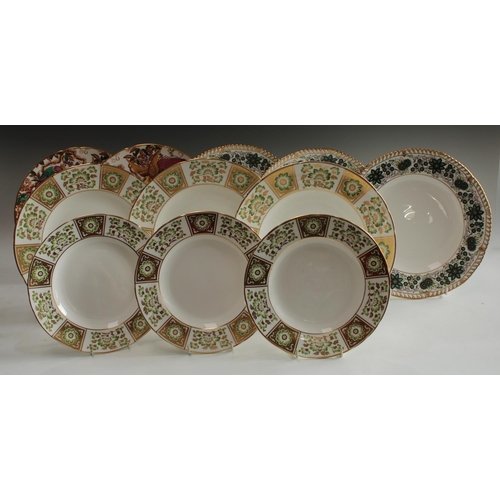 5132 - A pair of Royal Crown Derby Olde Avesbury dinner plates; three Caliph pattern dinner plates; three G... 