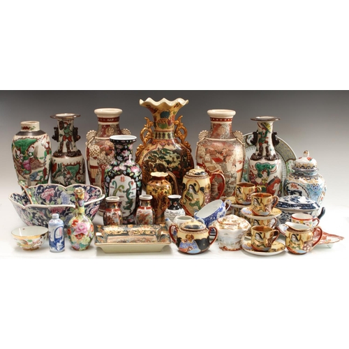 5138 - Interior Design - a pair of Japanese Satsuma type vases, 33cm; others similar; a Japanese eggshell t... 