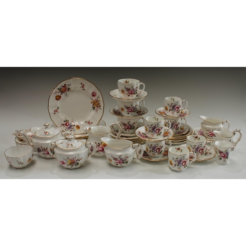 5158 - A Royal Crown Derby Posie pattern tea set, comprising bachelor's teapot, sucrier and cover, milk jug... 