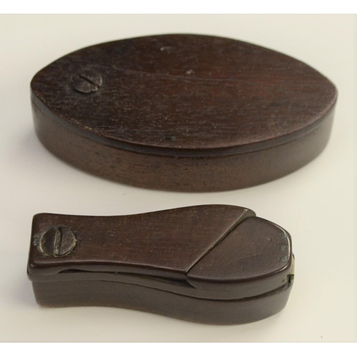 1155 - Folk Art - a 19th century macabre novelty mahogany snuff box, as a coffin, sliding puzzle covers fas... 