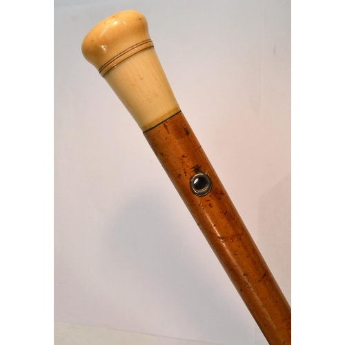 1230 - A 19th century gentleman's pomander walking stick, the domed ivory pommel with pierced screw-fitting... 