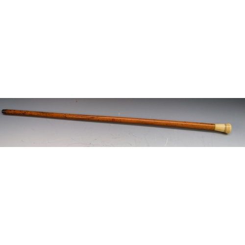 1230 - A 19th century gentleman's pomander walking stick, the domed ivory pommel with pierced screw-fitting... 