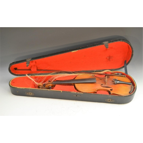 1247 - A 19th century violin 36.1cm two-piece back excluding button, ebony fingerboard, rosewood tuning peg... 